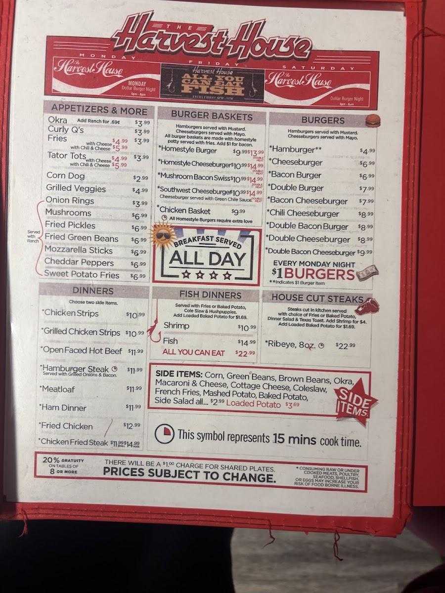 Harvest House Restaurant Menu - Image 2